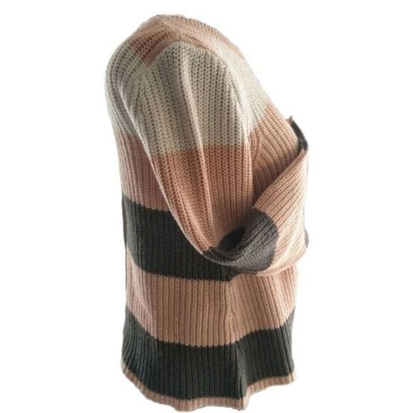 GAP Pink White Gray Striped Oversized Knit Sweater Wide Sleeve - Picture 3 of 8